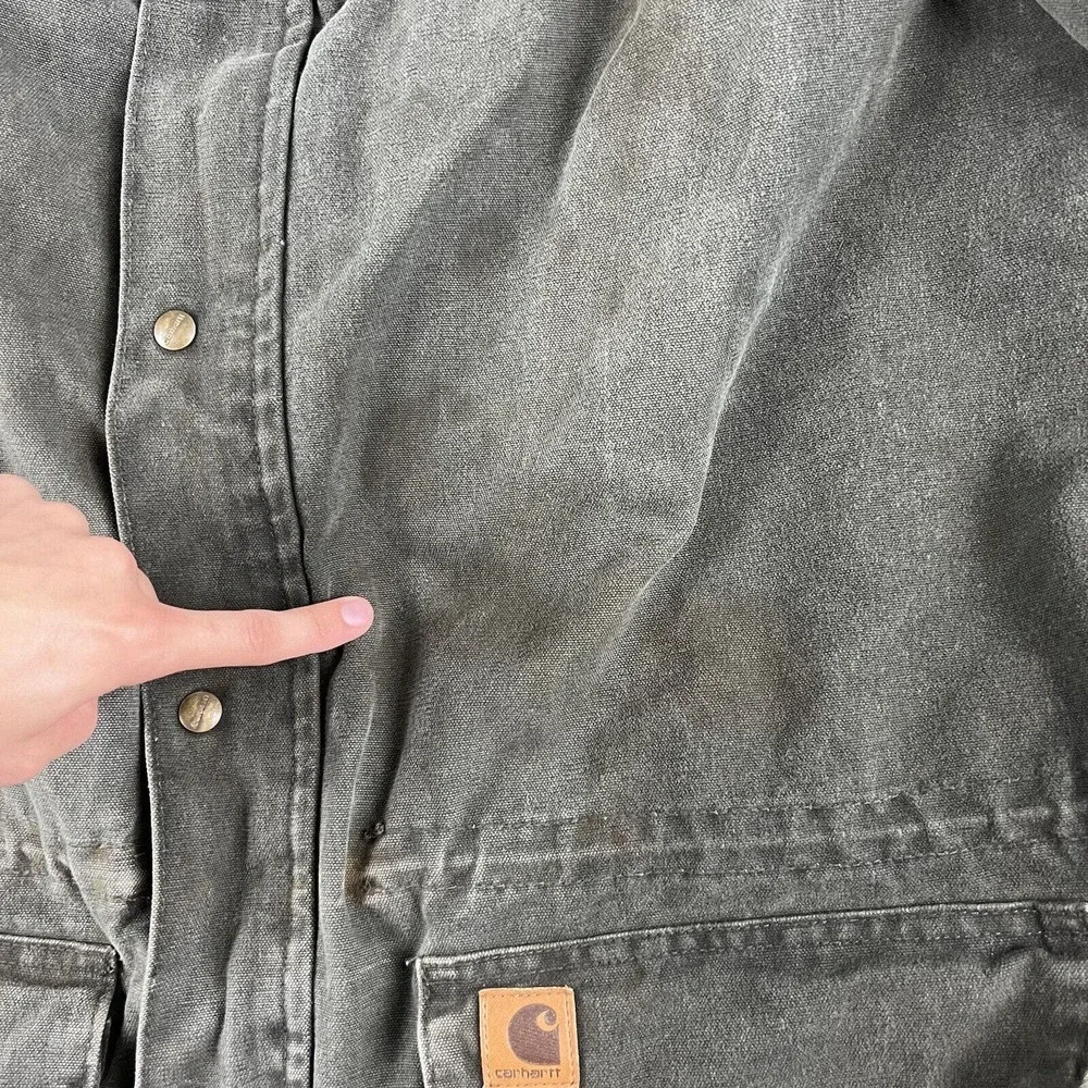 Vintage Carhartt Jacket Mens 2XL Green Barn Coat Blanket Lined Workwear Thrashed - Picture 2 of 10